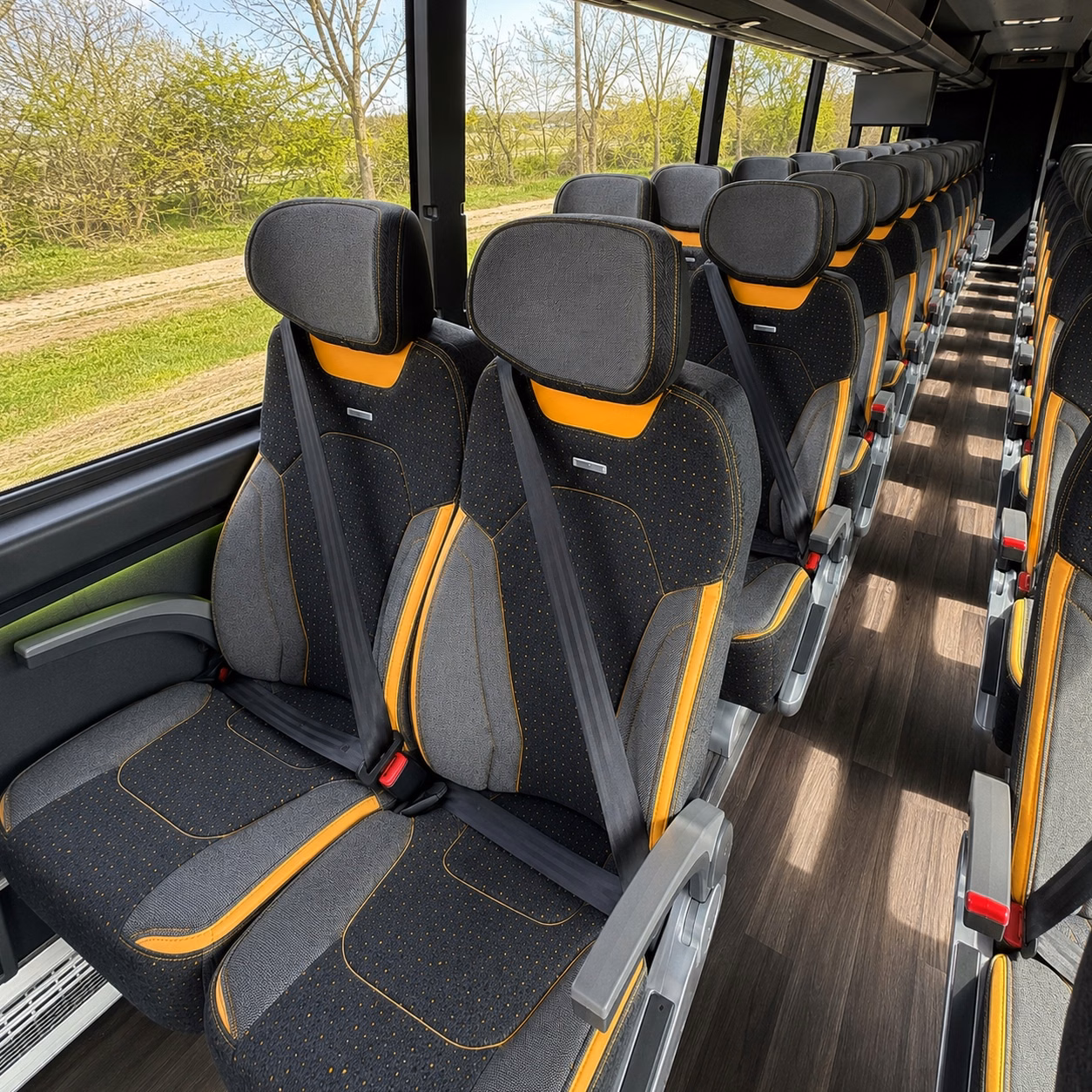 56 passenger charter bus interior